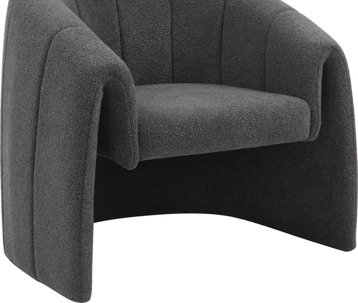 Fotel Fassy, pëlhurë bouclé, ngjyrë qymyr, 80x66x80cm