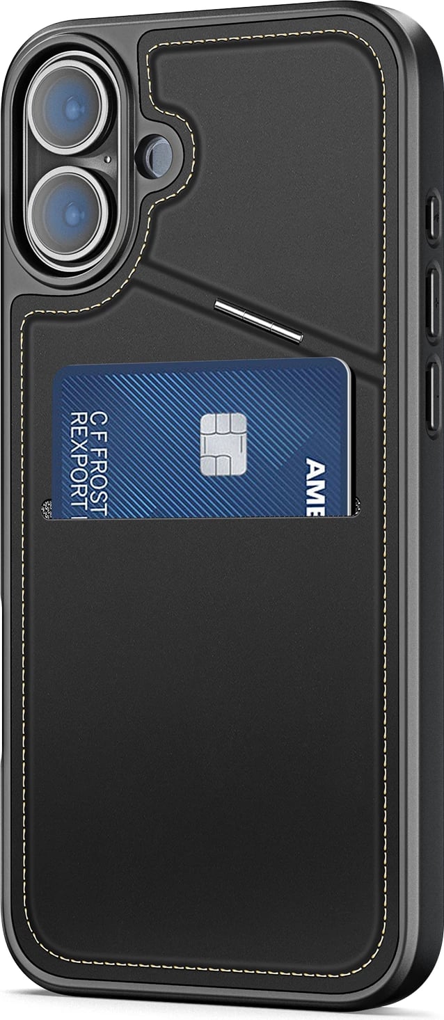 Mbështjellës Dux Ducis Rafi II Mag për iPhone 16, me MagSafe, portofol RFID, me mbajtëse, i zi