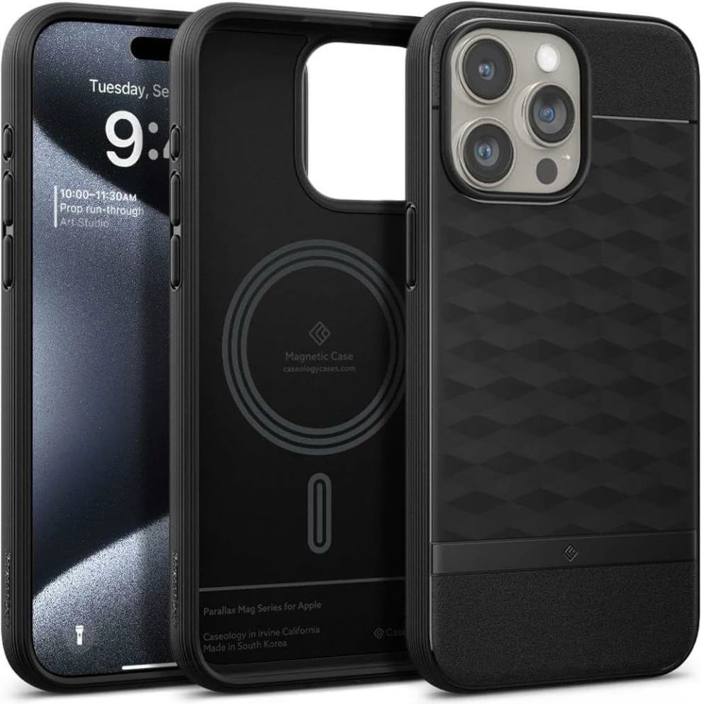 Mbështjellës Spigen Caseology Parallax Mag për iPhone 15 Pro, MagSafe, Matte Black
