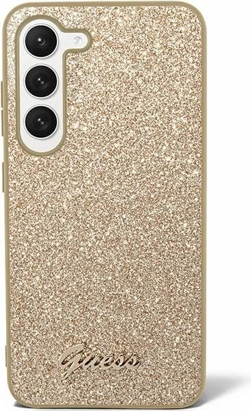 Mbështjellës Guess Glitter Script për Samsung Galaxy S24+, ari