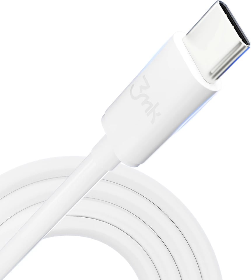 Kabllo USB-C në USB-C 3mk Hyper Cable, 2m, 100W, Bardhë
