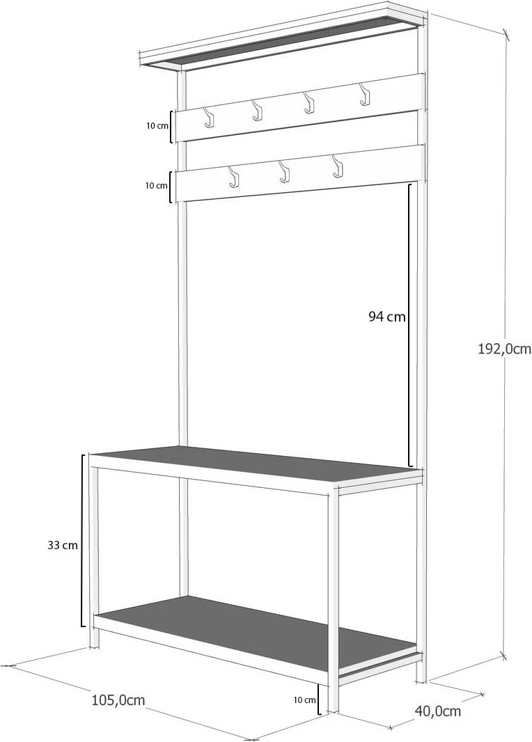 Stendë për korridor Hanah Home, Girne, ngjyrë e zezë dhe pishë