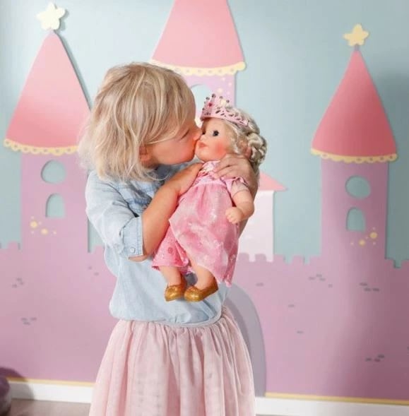 Kukull Baby Annabell Little Cute Princess 36 cm me fustan rozë, tiarë dhe aksesorë