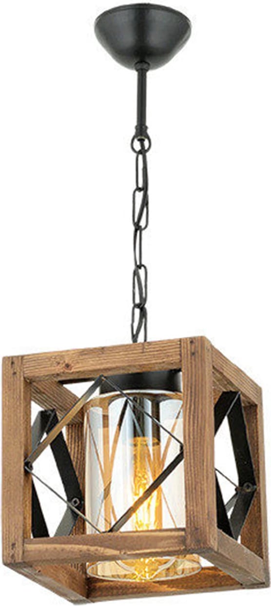 Llambë tavani Opviq, dru panje, xham zigzag, ngjyrë arre dhe e zezë Llambë tavani Opviq, dru panje, xham zigzag, ngjyrë arre dhe e zezë