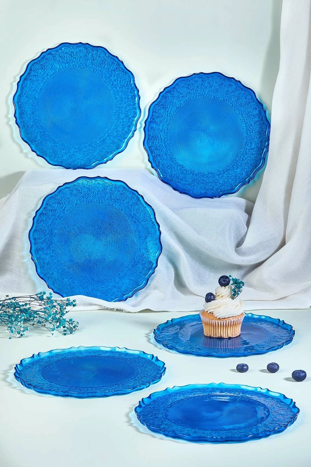 Set pjatash ëmbëlsirash (6 copë), Hermia Concept, Goblen6, ngjyrë kaltër