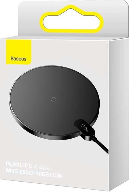 Karikues wireless Baseus CCED000001 me ekran LED, 15W, i zi