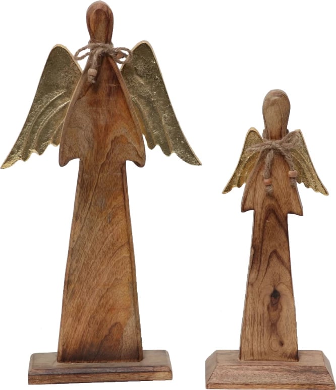Dekor për Krishtlindje ELSA, engjëll, dru mango, ngjyrë natyrale dhe ar, 22x6x41 cm Dekor për Krishtlindje ELSA, engjëll, dru mango, ngjyrë natyrale dhe ar, 22x6x41 cm