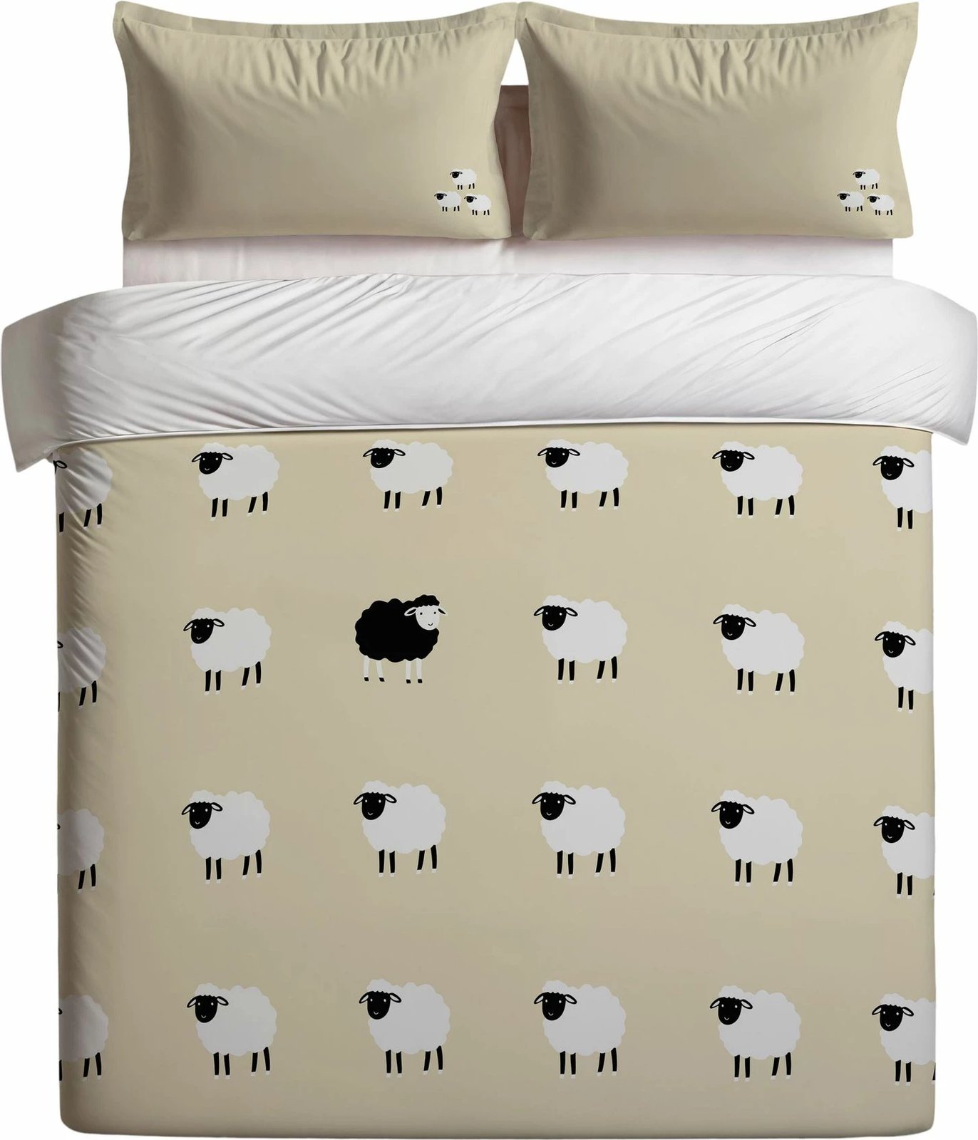 Set mbulesë për jorgan Super King, ngjyrë e verdhë buter, The Black Sheep