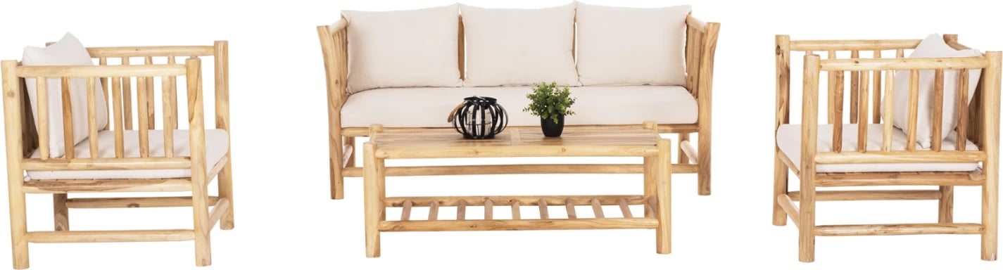Set ulëse për kopsht FH9340, 4 pjesë, dru/të bardha