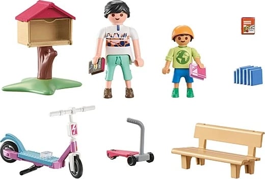 Set lodrash Playmobil My Life 71511, kënd ndërrimi librash, 25 pjesë