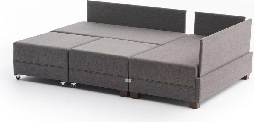 Kënd divan-krevat Fly, ngjyrë kafe, me tavolinë krahu, kënd i djathtë