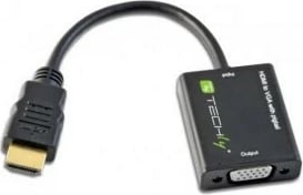 Adapter HDMI në VGA Techly 301658, 10cm, i zi