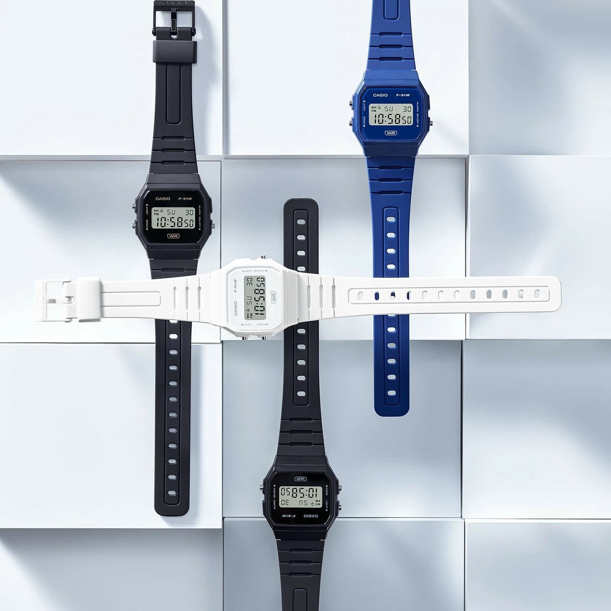 Orë dore CASIO F-91W unisex, e zezë