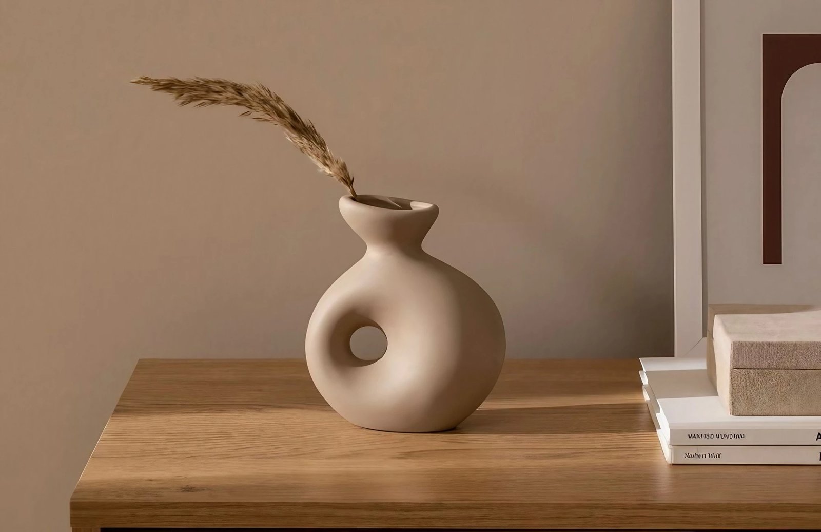 Vazo dekorative Evila Originals, ngjyrë kafe e çelët, CY0148, 14x7x16cm