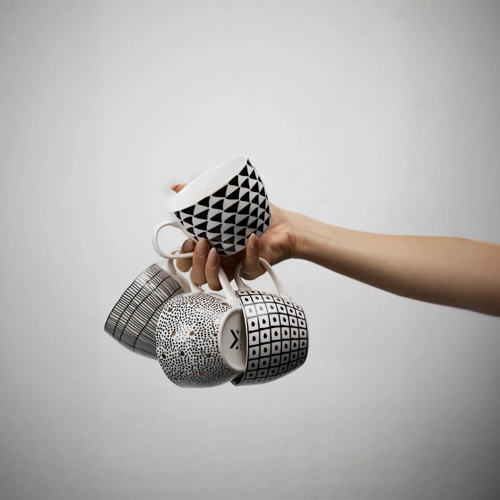 Filxhan Serax, New Bone China, bardhë me të zezë, 11x11x8cm Filxhan Serax, New Bone China, bardhë me të zezë, 11x11x8cm