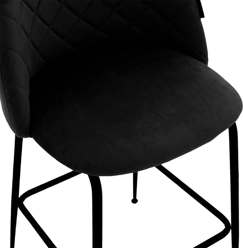 Karrige për bar Kudos, këmbë metalike të zeza-velvet i zi