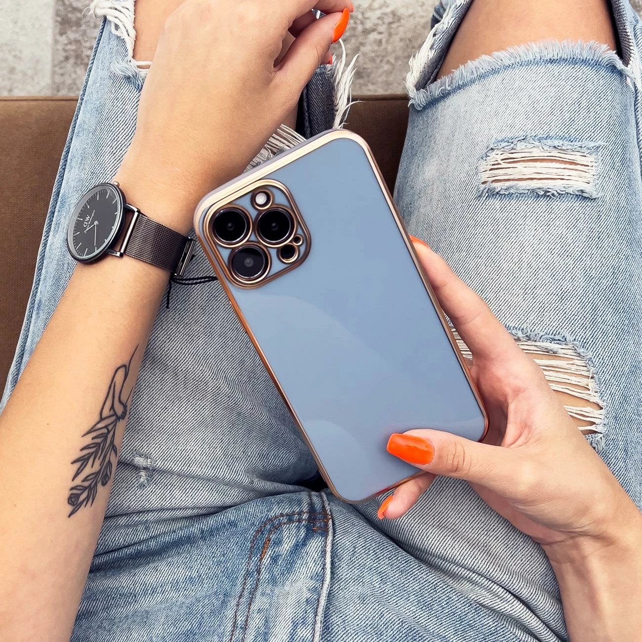 Mbështjellës Hurtel Fashion Case për Xiaomi Redmi Note 11, TPU, Vjollcë me kornizë të artë