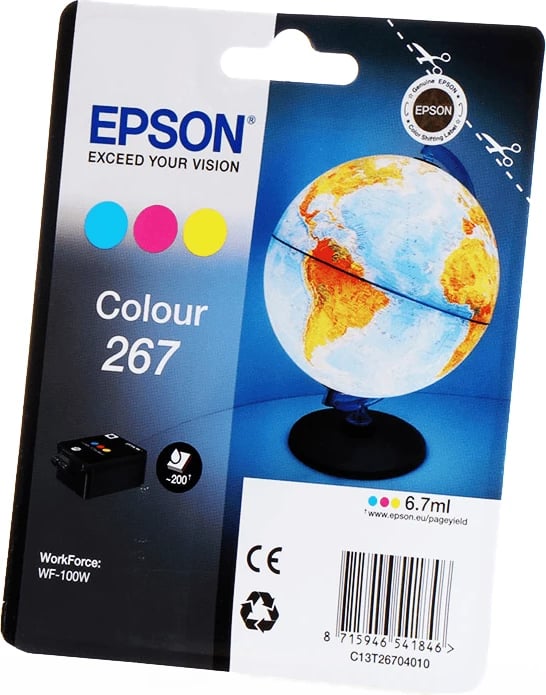 Kartush bojë, Epson, 267 / C13T26704010, 6.7 ml, deri 200 faqe, ngjyra Cian Magenta Yellow, multipack