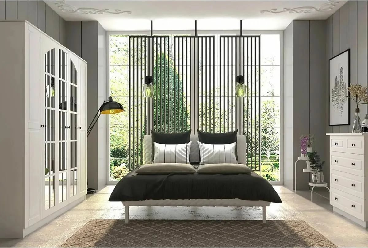 Dollap Skye Decor, ngjyrë e bardhë mat, RB-017, 175x210x52 cm