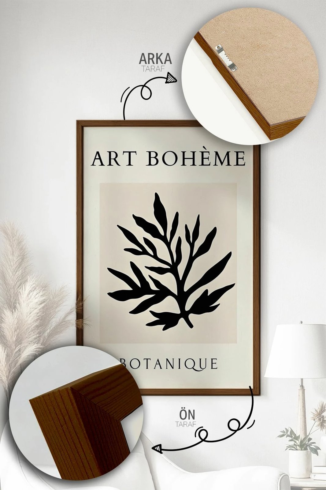 Set pikturash dekorative me kornizë (3 copë), Wallity, Artvmodel11-Kahve