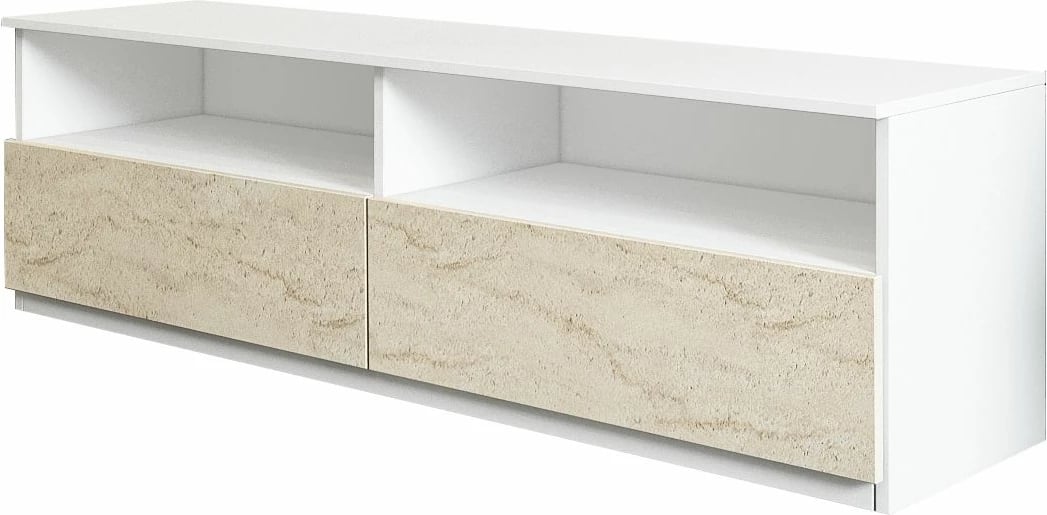 Konsolë TV, ngjyrë e bardhë dhe travertin, Skye Decor