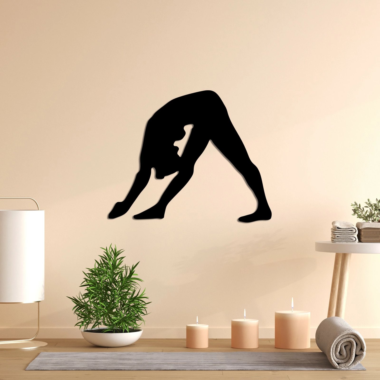 Aksesor muri dekorativ prej metali, Wallity Yoga 14, ngjyrë e zezë, 55x45cm