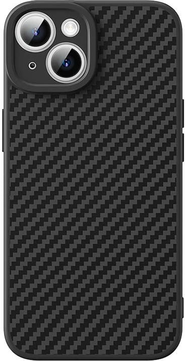 Mbështjellës Baseus Synthetic Fiber për iPhone 15 Plus me xham të temperuar, i zi