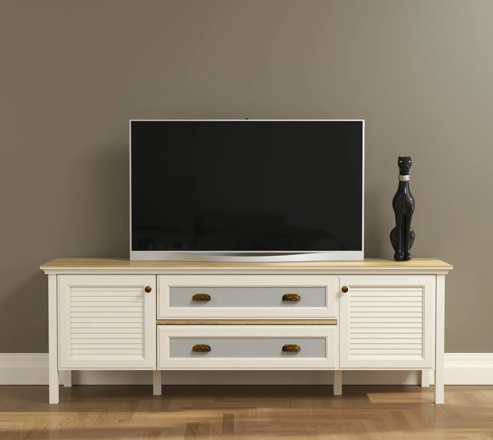 Komodë TV Skye Decor, krem, lis, gri, FRN-21026