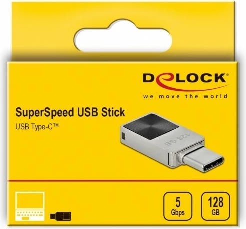 USB stick DeLOCK 128GB USB-C, metal, silver