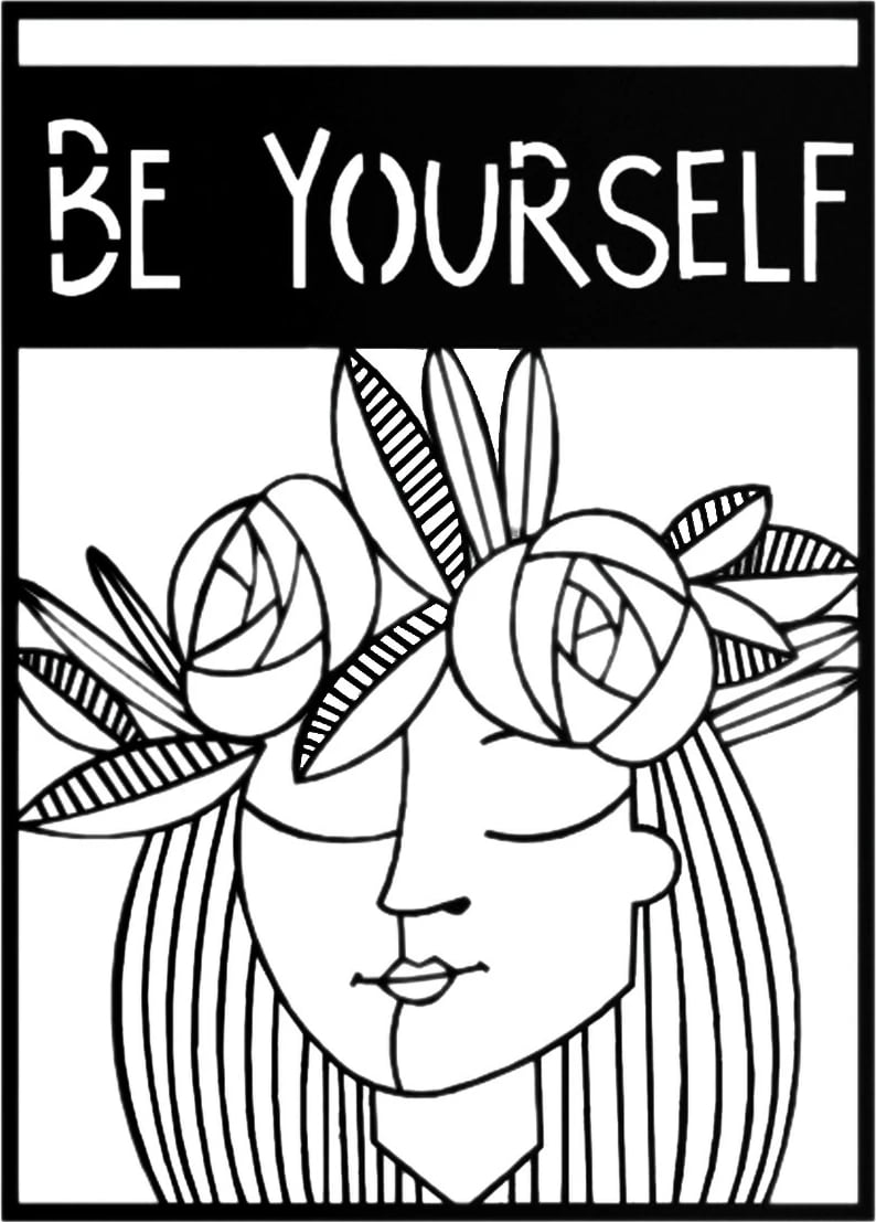 Aksesor dekorativ metalik për mur, Be Yourself, Wallity, ngjyrë e zezë, 50x70cm