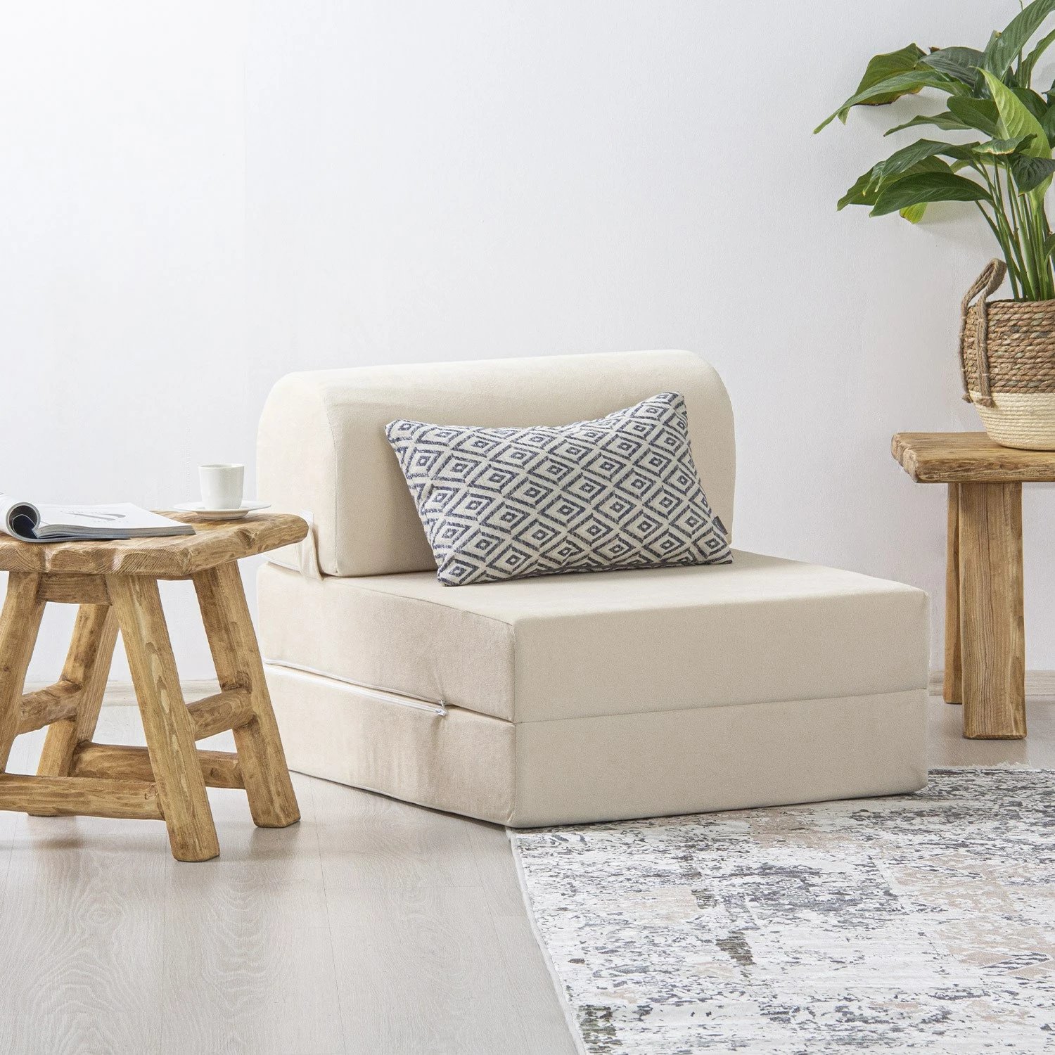 Krevate-kolltuk një vendësh, Atelier del Sofa, Magic, kadife bezhë