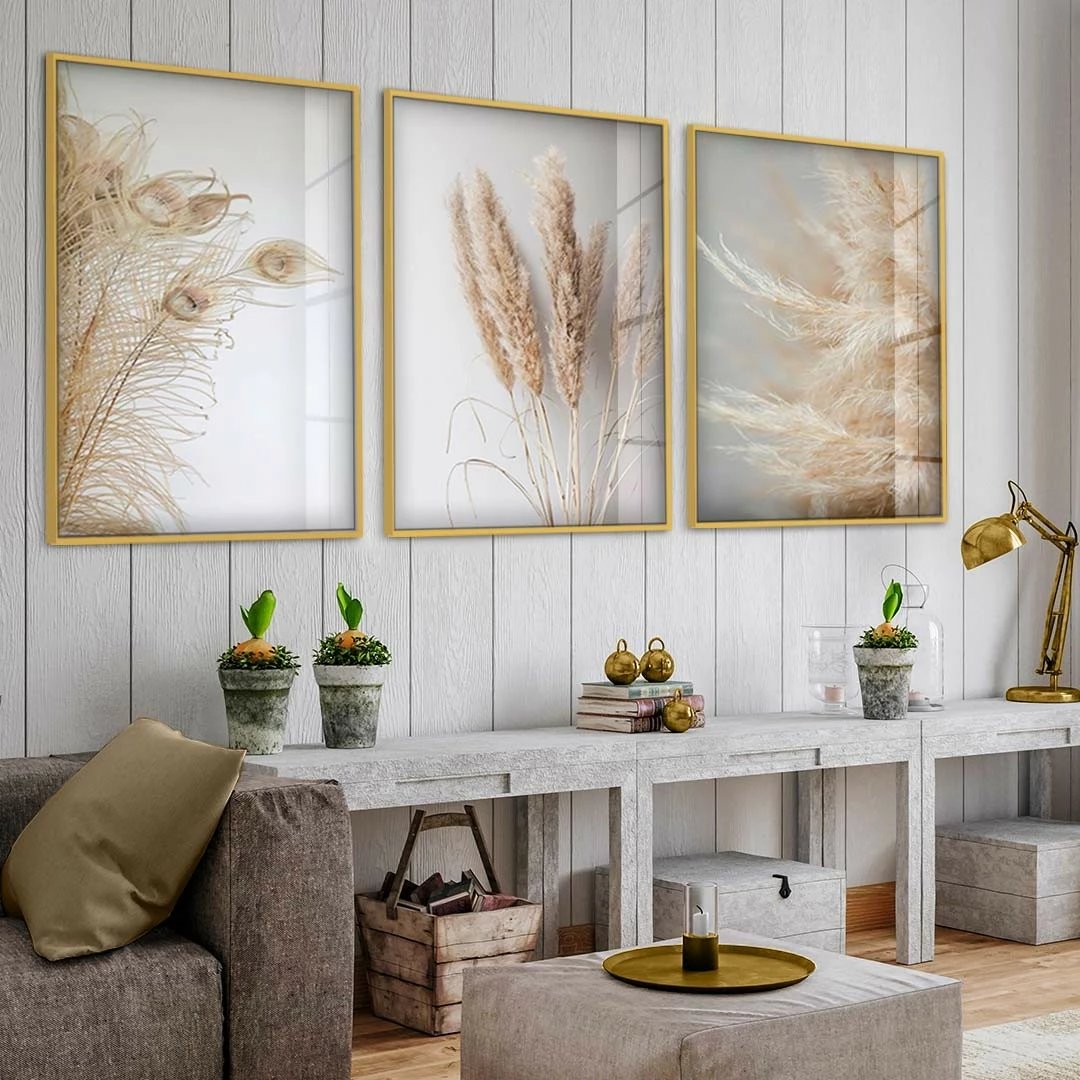 Pikturë dekorative prej xhami të temperuar, Wallity, Huhu383, 60x90cm (3 copë)