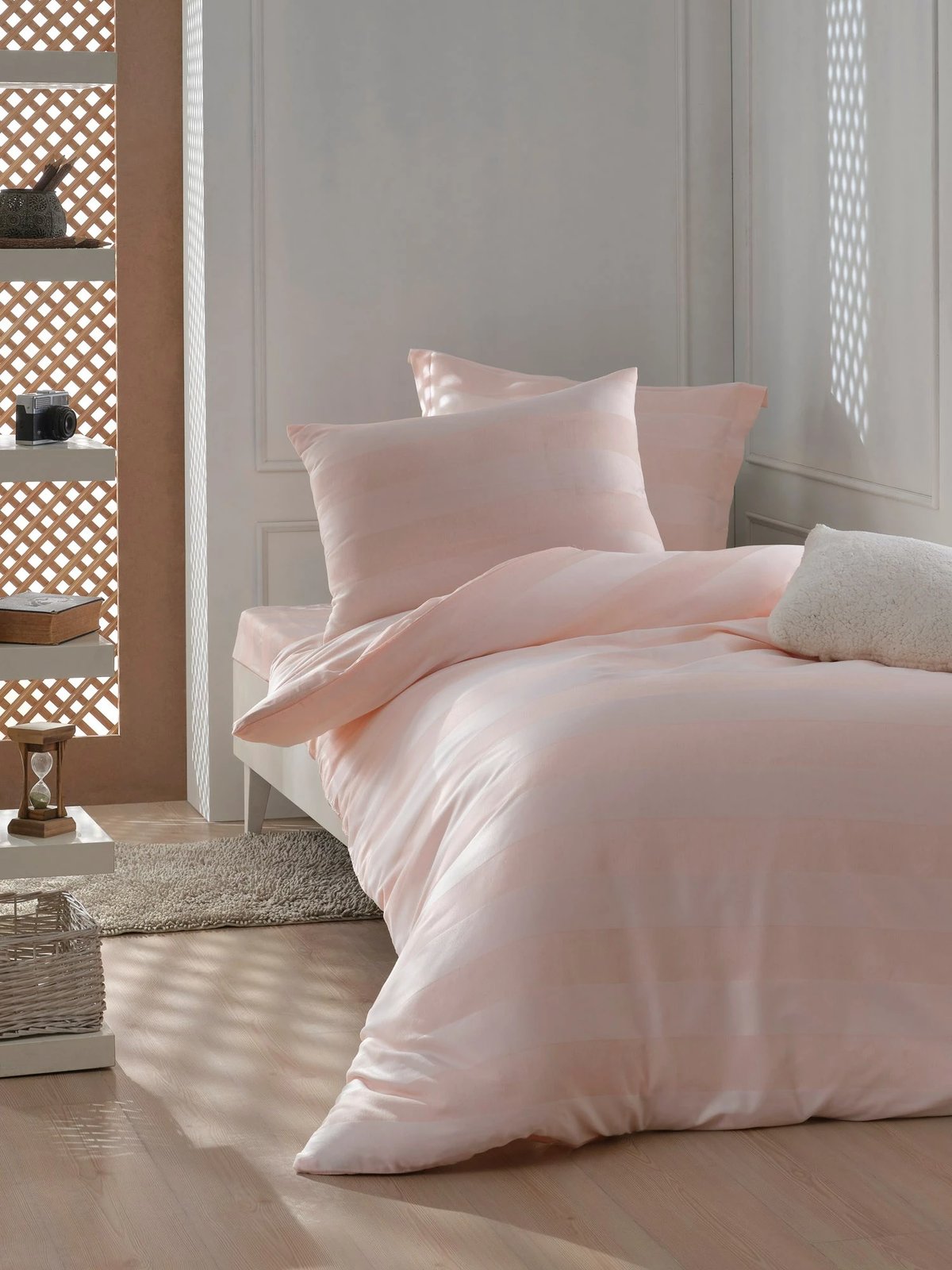 Set mbulesë jorgani për një person, ngjyrë pluhur, L'essentiel, Max Yollu Saten