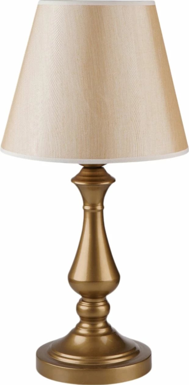 Llambë tavoline Opviq, 8907-3, trup metalik, kapele bezhë, ar Llambë tavoline Opviq, 8907-3, trup metalik, kapele bezhë, ar