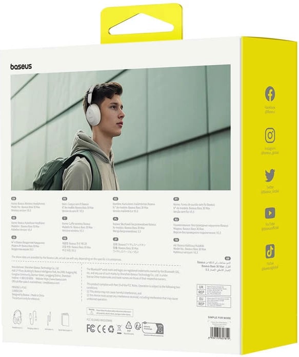 Kufje wireless Baseus Bass 30 Max, over-ear, Bluetooth 5.3, ANC, të bardha Kufje wireless Baseus Bass 30 Max, over-ear, Bluetooth 5.3, ANC, të bardha