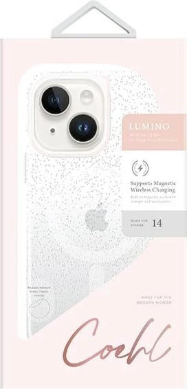 Mbështjellës UNIQ Coehl Lumino për iPhone 14 Plus/15 Plus, argjendtë