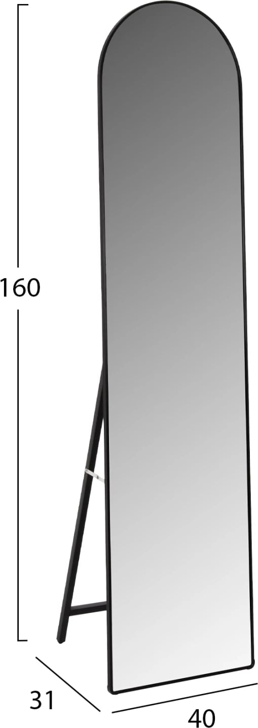 Pasqyrë qëndruese JOELY FH9578.01 kornizë alumini ngjyrë zezë 40x31x160Hcm