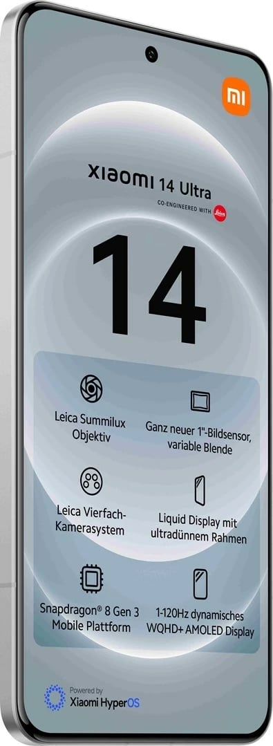 Celular Xiaomi 14 Ultra, 6.73", 16+512GB, 5G, DS, i bardhë