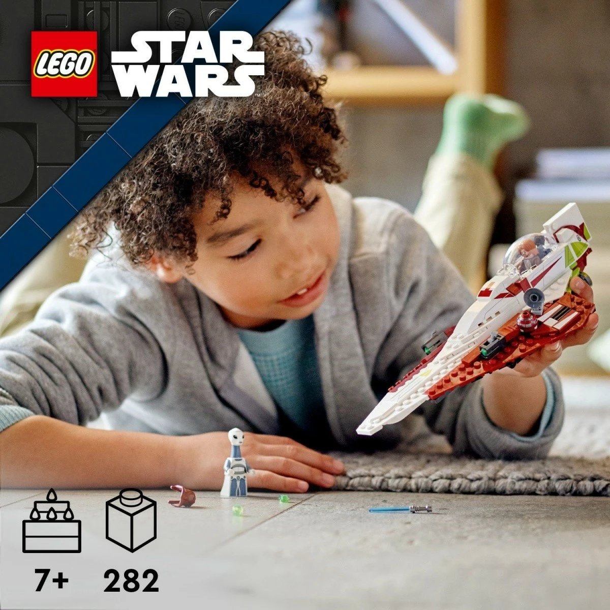 Set LEGO Star Wars Jedi Starfighter 75333, 282 pjesë, me minifigura Obi-Wan Kenobi, Taun We dhe R4-P17