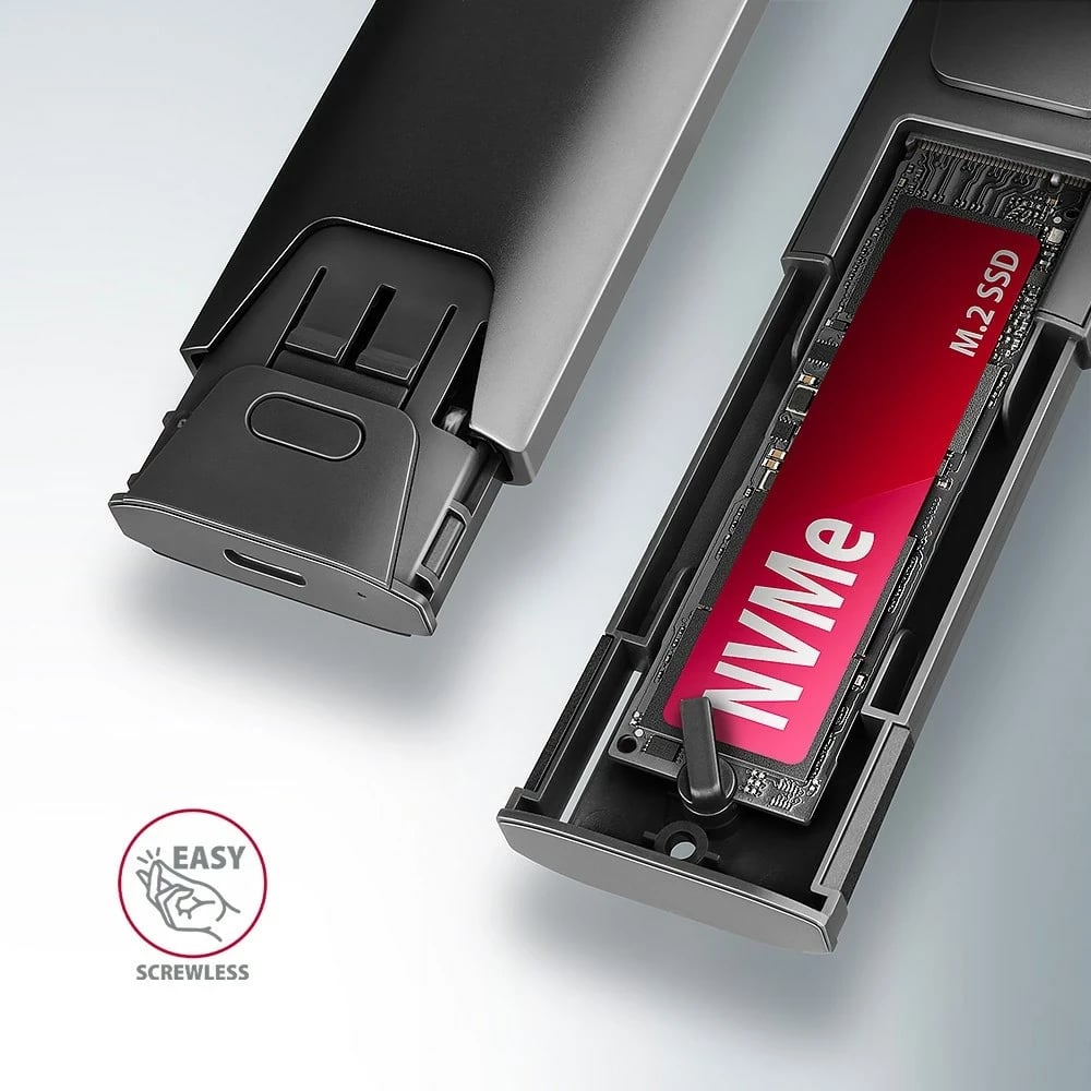 Kasë AXAGON EEM2-GTS2 për SSD M.2, USB Type-C, Alumini