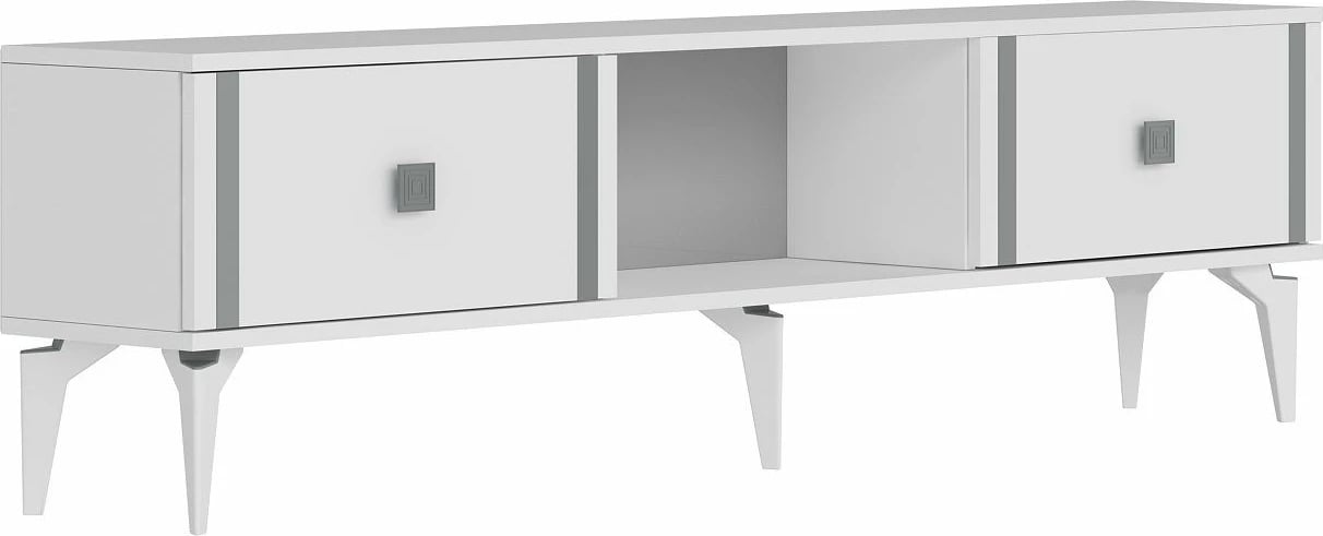 Komodë TV Skye Decor, e bardhë, argjend