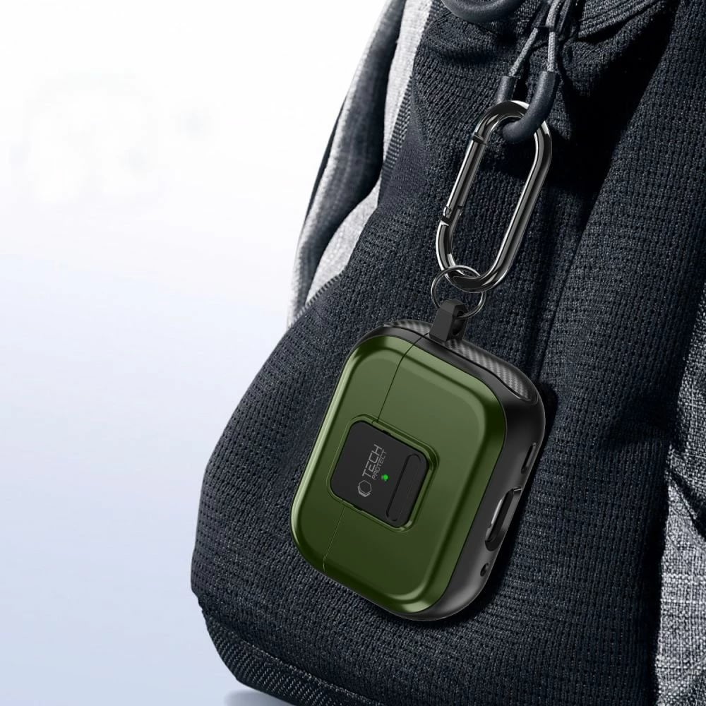 Mbështjellës Tech-Protect Defender me karabiner për AirPods Pro/Pro 2, MagSafe, Gjelbër