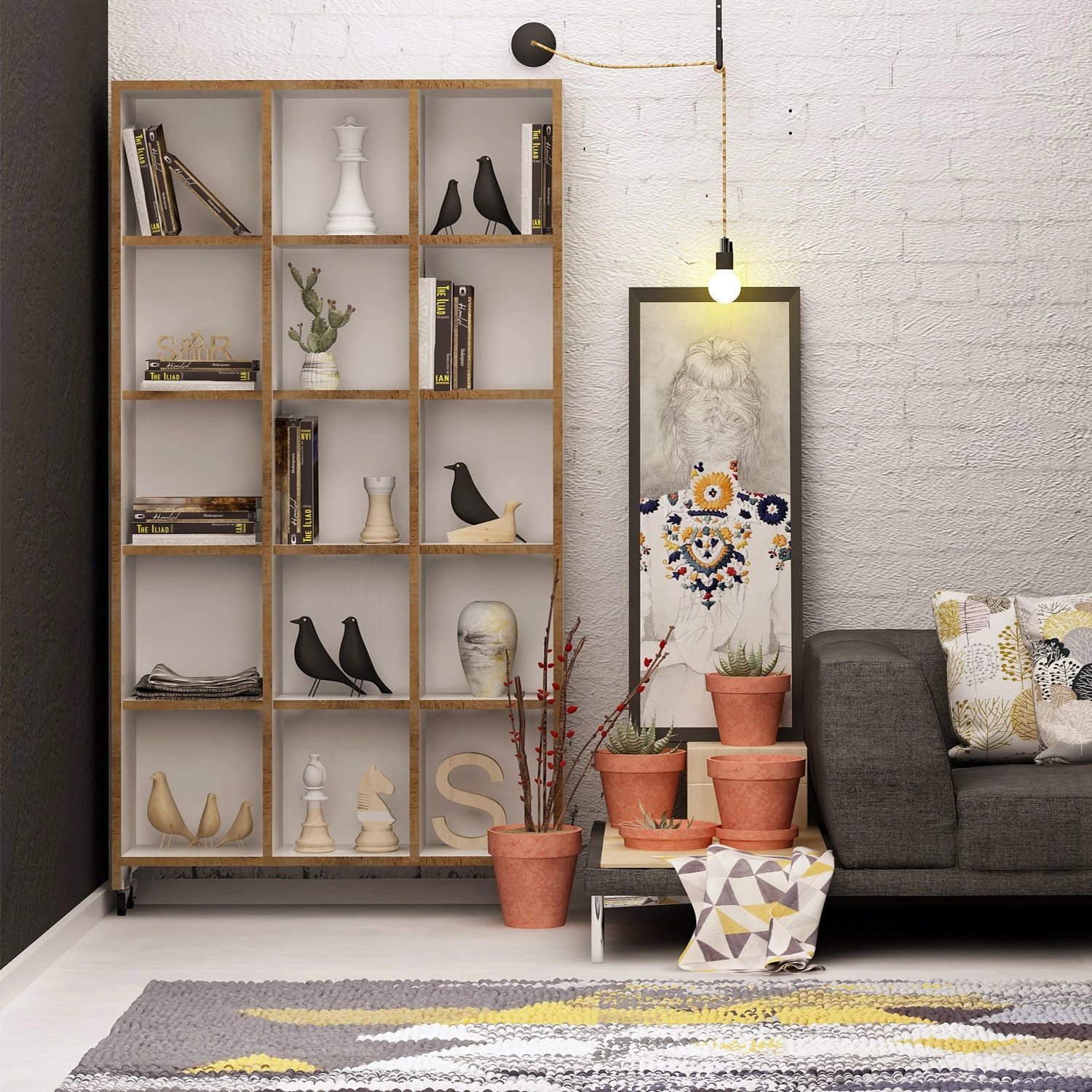 Raft librash Hanah Home, Crotone, ngjyrë lisi