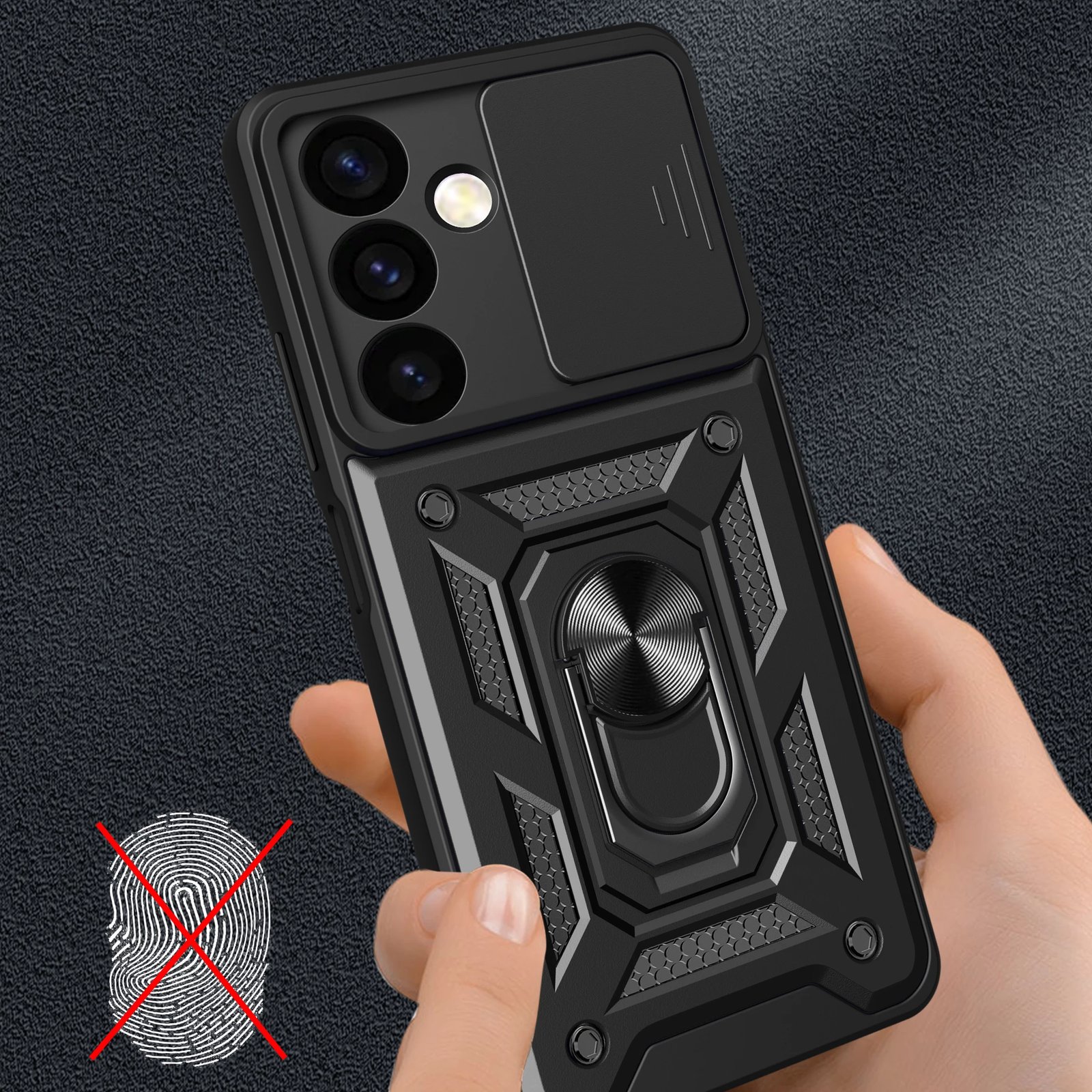 Mbështjellës Hurtel Hybrid Armor Camshield për Samsung Galaxy S24+, i zi