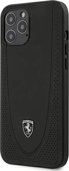 Mbështjellës Ferrari FEOGOHCP12LBK për iPhone 12 Pro Max 6.7", hardcase, lëkurë natyrale, i zi