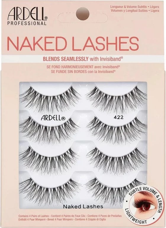 Qerpikë të rremë në shirit Ardell Naked Lashes 422 Black, 4 copë