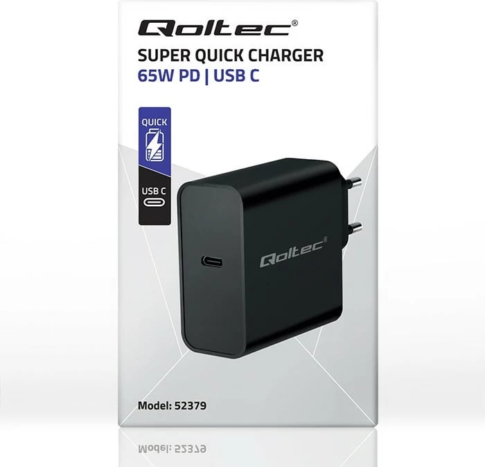 Karikues muri Qoltec 52379, 65W, 1x USB-C, i zi