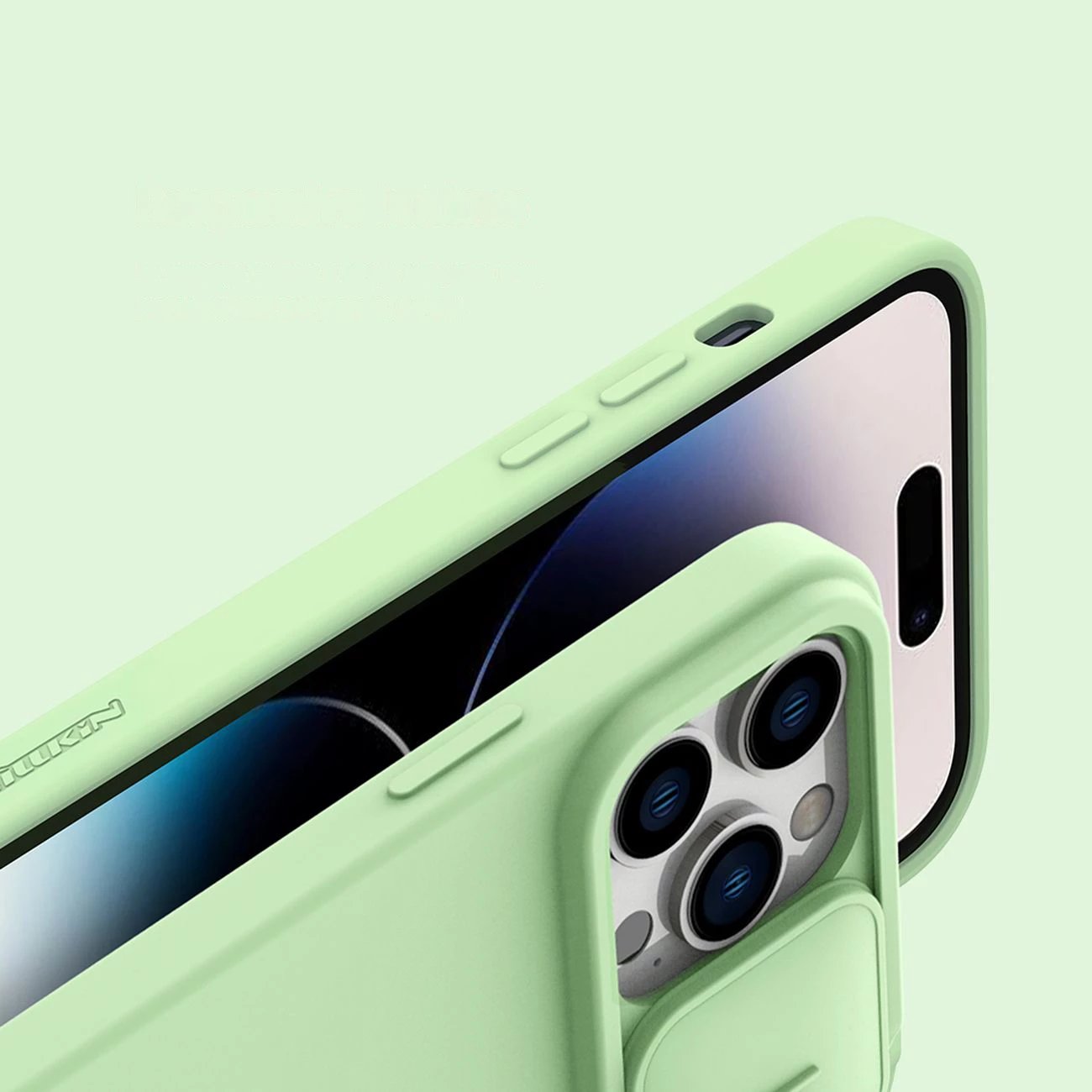 Mbështjellës Nillkin CamShield Silky Silicone për iPhone 14 Pro Max, MagSafe, kapak kamere, Kaltër Mbështjellës Nillkin CamShield Silky Silicone për iPhone 14 Pro Max, MagSafe, kapak kamere, Kaltër