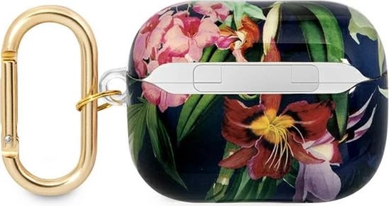 Mbështjellës Guess GUAPHHFLB për AirPods Pro, Flower Strap Collection, Blu