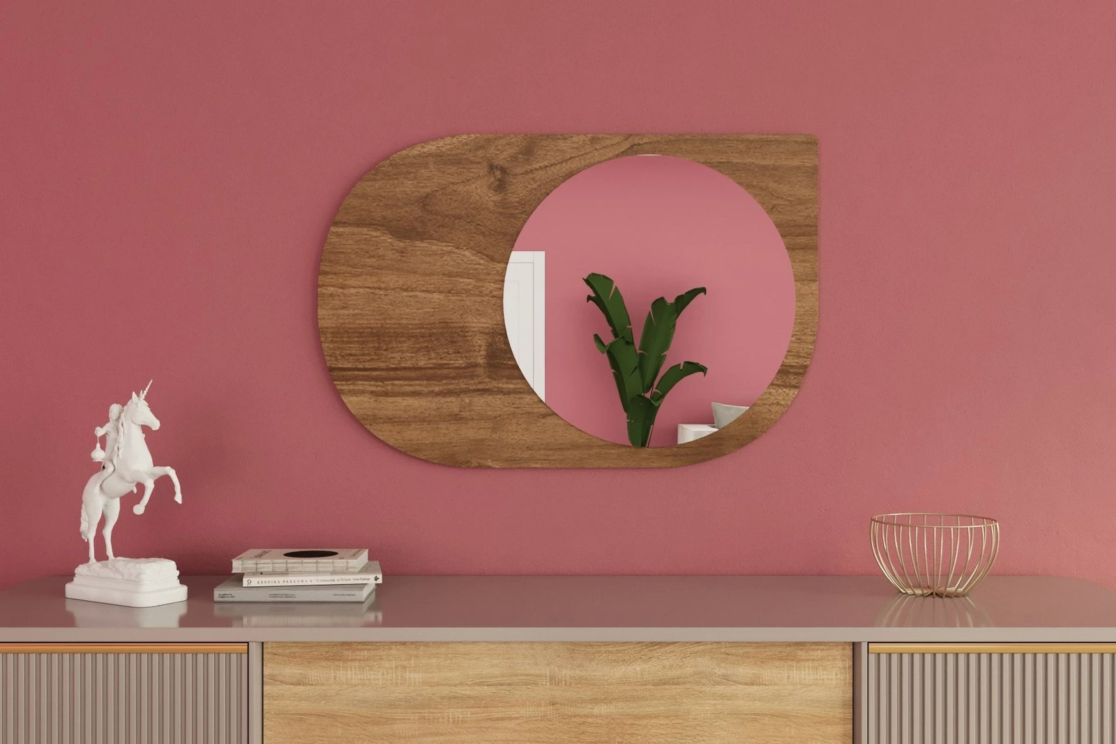 Pasqyrë dekorative, ngjyrë arre, Skye Decor, Pubble